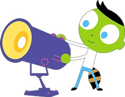 PBS Kids character Del using a spotlight