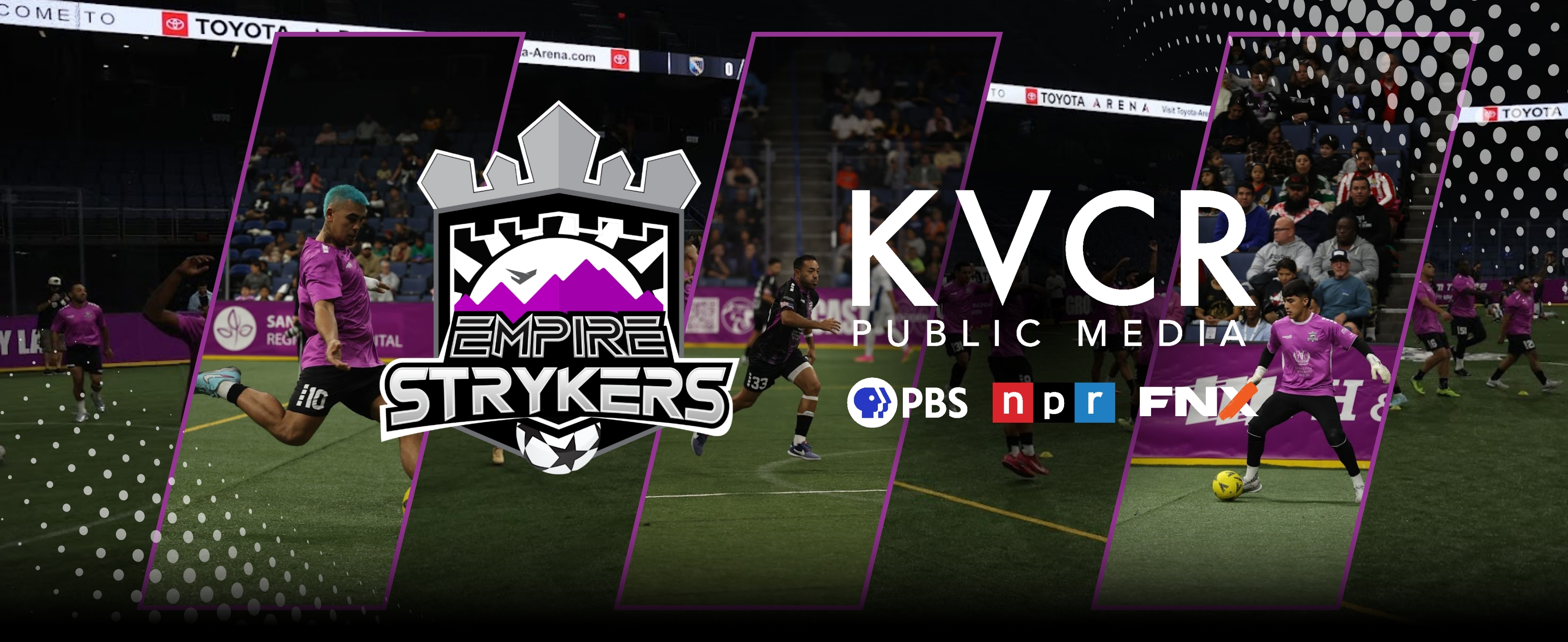Empire Strykers and KVCR Public Media Logos
