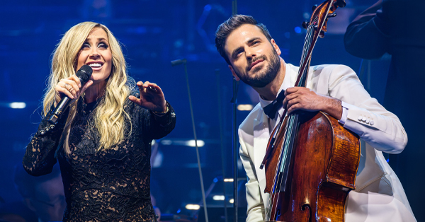 Cellist Stjepan Hauser and singer Lara Fabian perform on Stage.