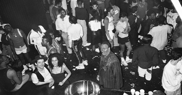 A Crowd of Garage clubbers at the Punchbowl room, last night of Paradise Garage. 1987