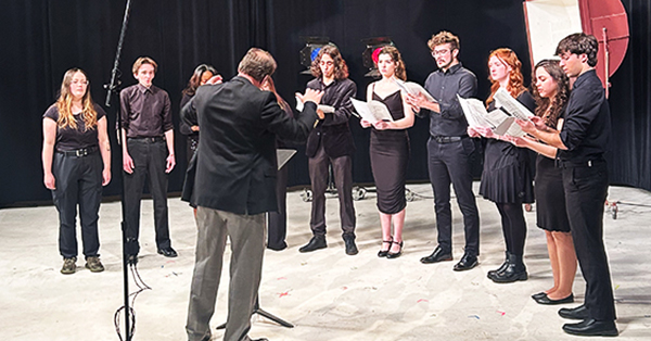 Vocal Ensembles of Illinois Central College performing in the WTVP Studio.